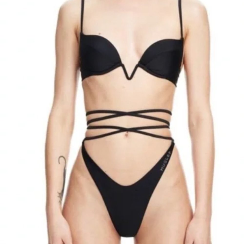 Mugler x H&M Padded Bikini Top Black Size 6 M